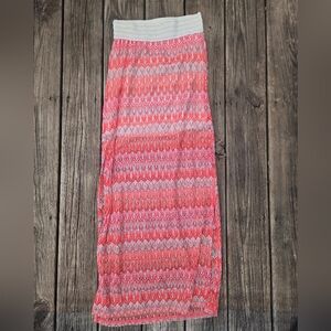 Y2K Joe B Crochet Coral Maxi Skirt Lined Juniors S